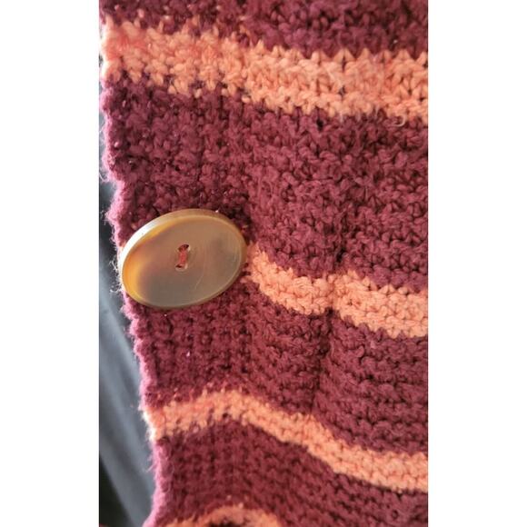 Free People Sz. XS Sweater Striped Cardigan Lightweight Big Button Pockets Long - Picture 3 of 16